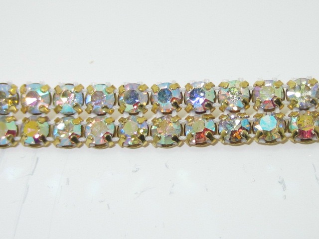 2 ROW/FT. 29ss CRYSTAL AB/GOLD PRECIOSA RHINESTONE CHAIN